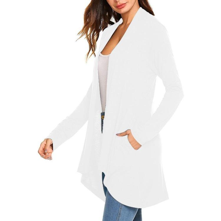 Langarm Strickjacke Jacke Damen Lässig Mode mit Tasche
