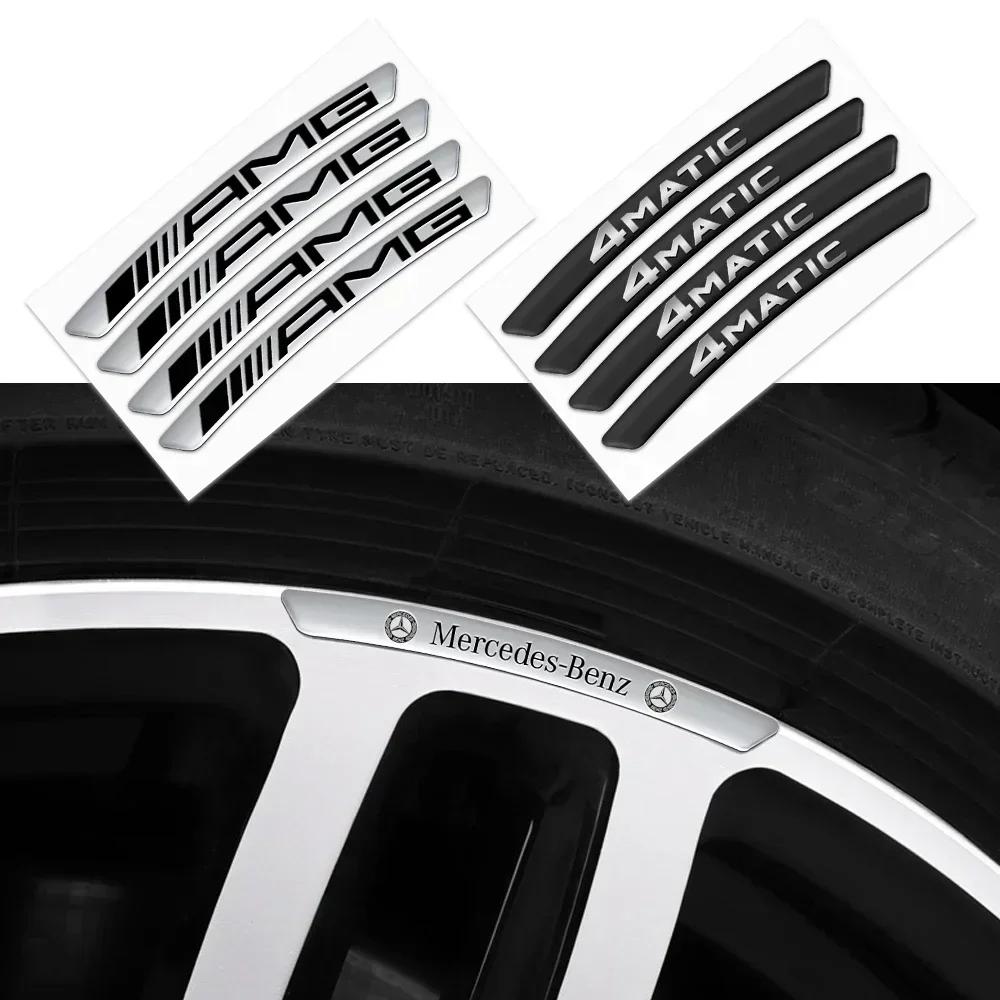 AAVW1 4Pcs/Set Car Styling Wheel Rim Sticker Badge For Mercedes Benz W204 W205 W211 Amg W212 W213 W203 Smart 451 Fortwo W176 W124