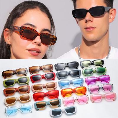 Trendy Narrow Square Frame  Sun Glasses Candy Color Uv400 Protection Rectangle Sunglasses Driving Glasses For Women Men