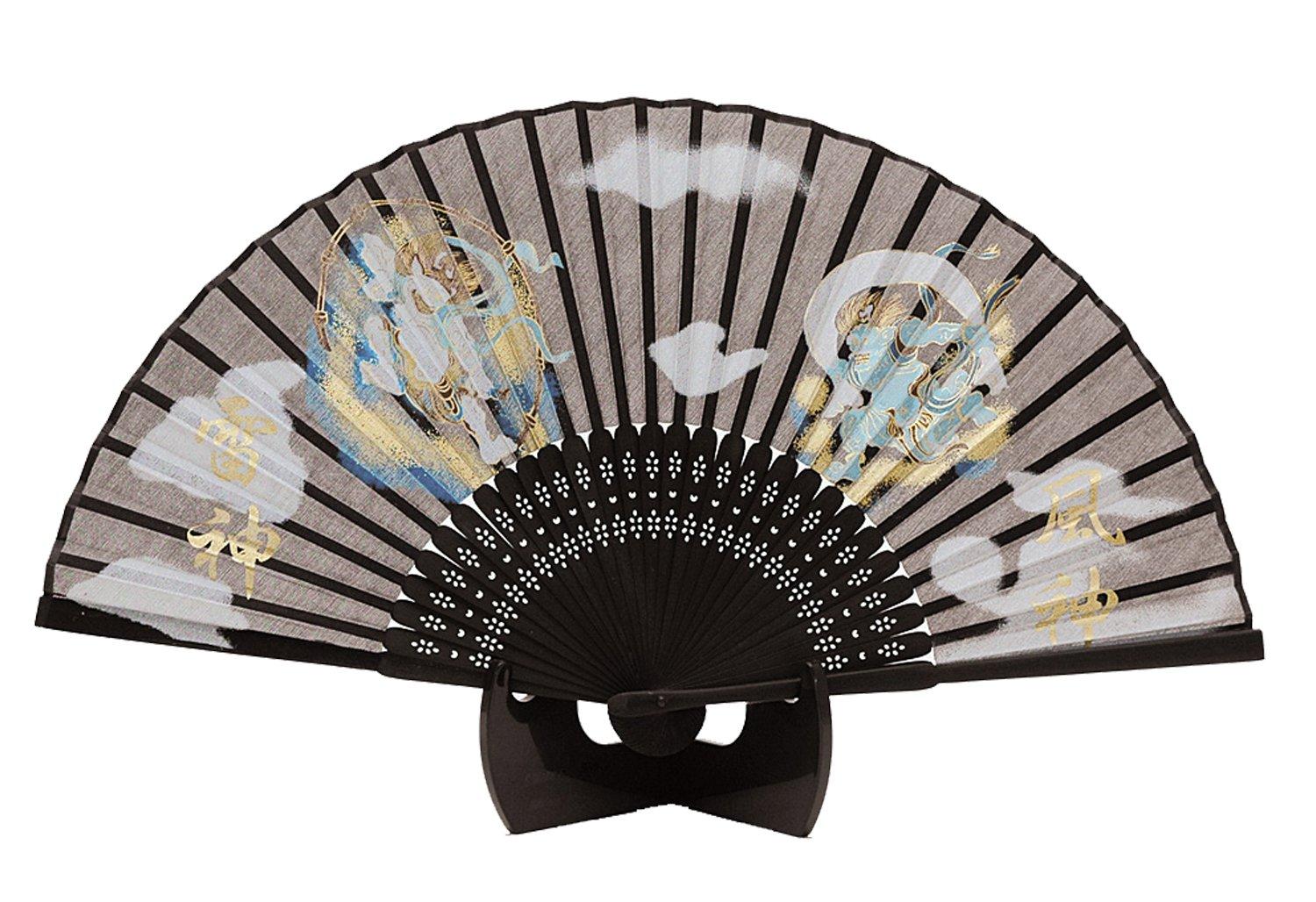 Silk Fujin and Raijin fan, (Wind God) (Thunder God) design, 504-722