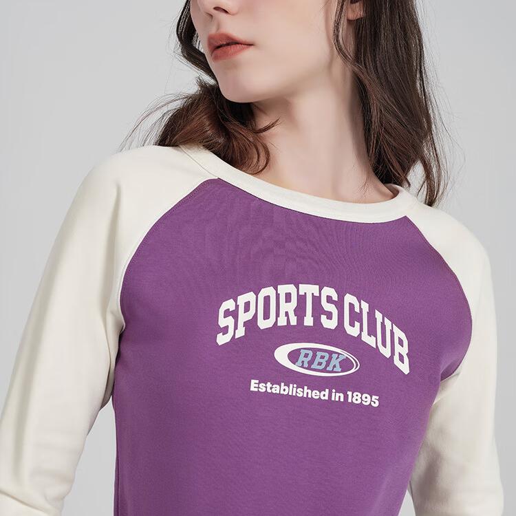 Reebok Color Block Raglan Long Sleeve T-Shirt Women tops Purple 24SRC502WGP2