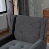 Upholstered Chair with Button Tufting Made of Suede - Mid-Century Modern Armchair with High-Density Foam Cushion and Solid Wood Legs for Small Spaces