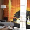 Afrikanische Frau auf hellem Savannen-Sonnenuntergang, transparente Tüllvorhänge für Wohnzimmer, Schlafzimmer, Küchendekoration, Voile-Organza-Vorhänge