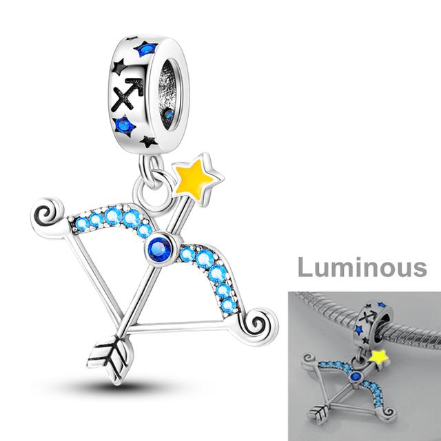 Luminous Charms Beads 925 Silver Constellations Firefly Jellyfish Bulb Star Moon Dangle Fit Original Bracelet Jewelry