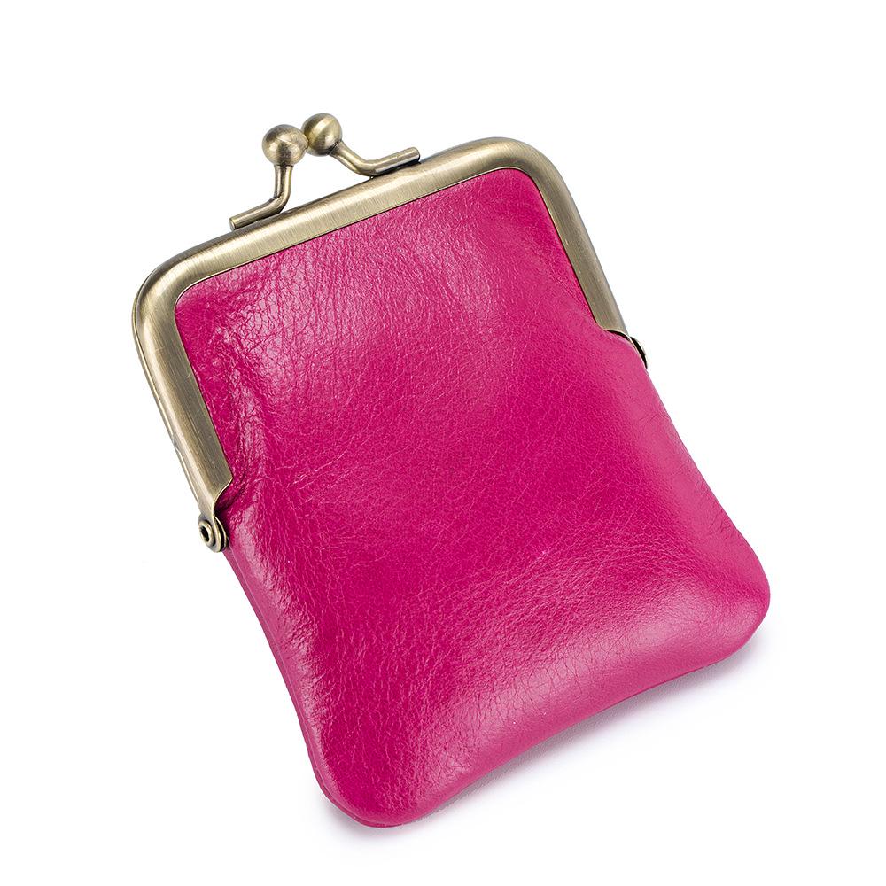 Cartera Pequeña Retro de Cuero de Vaca Encerado para Monedas para Mujer