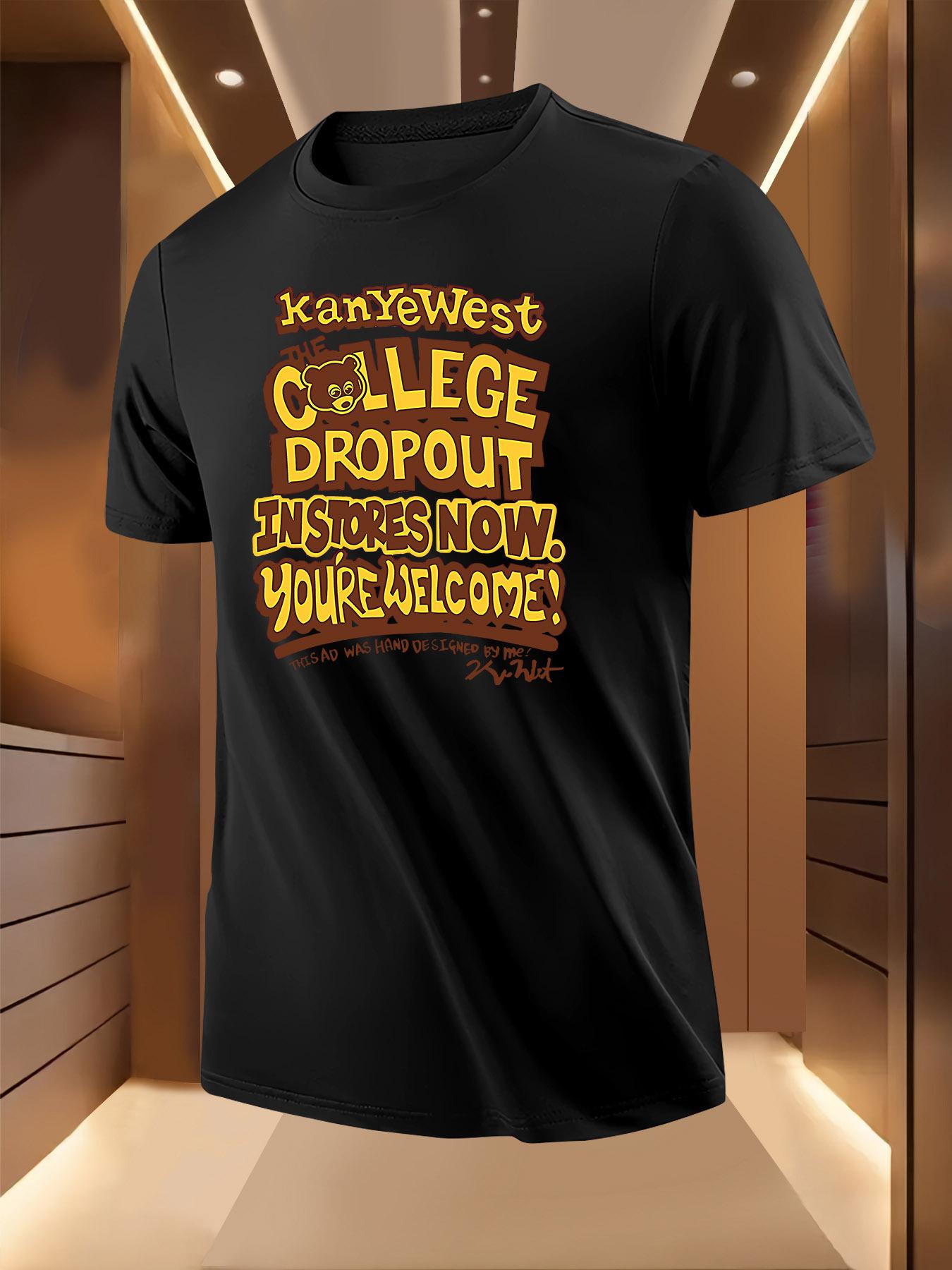 College Dropout Graphic Tshirt - Light Gray Casual Shor... XXXXL