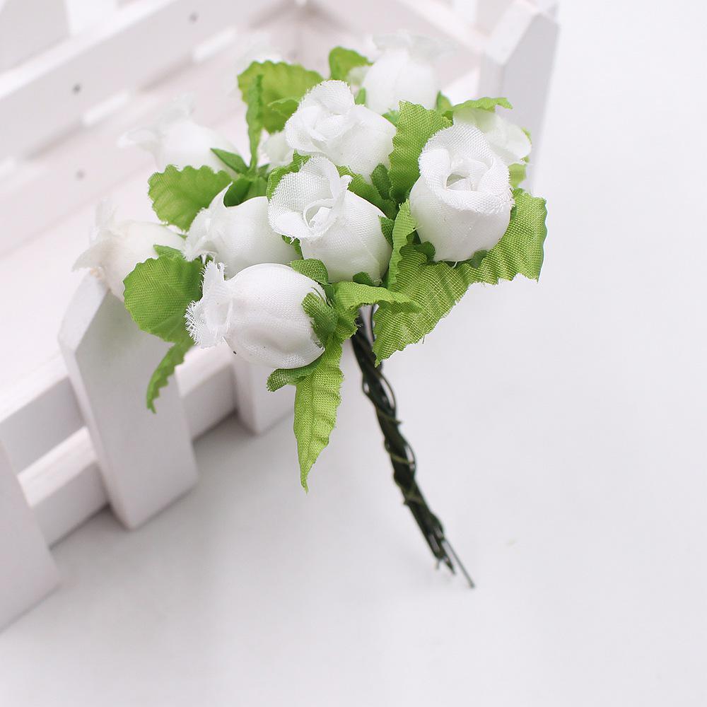 12pcs/lot Artificial Flower 2cm Silk High Quality Rose Bouquet Wedding Decoration DIY Scrapbook Wreath Gift Box Craft Flowers