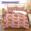 Pink Cartoon Art Pattern Bedding,Quilt Set Quilt Cover Pillowcase Home Birthday Gift (1 * Duvet Cover + 2 * Pillowcase, Without Core)