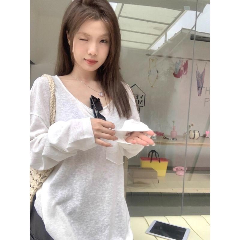 Thin Long Sleeves Casual Easiest for Match Gentle Sun Protective Blouse