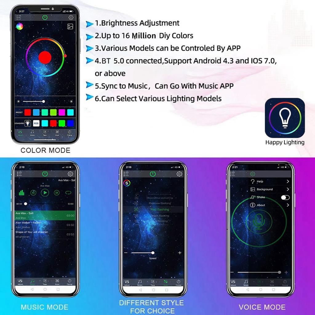 LED Rock 8 LEDs mit Einstellbarer APP Bluetooth und Musikfunktion für und UTVs Lichter, Mehrfarbige Helligkeit, Wasserdicht, Kompatibel, Synchronisation, SUVs,