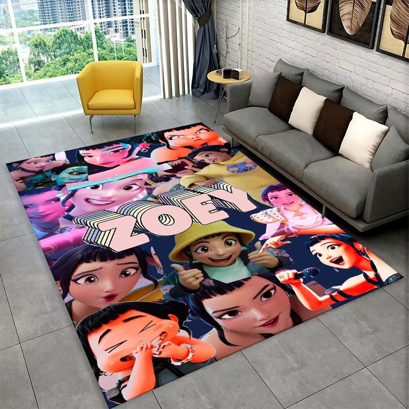 Kpop Demon Hunter Rumi Mira Zoey Grupa Kreskówkowa Dywanik Dywan do Pokoju Zabaw Sypialni Salonu Sofa Wystrój Domu, Dywanik Obszarowy Antypoślizgowy