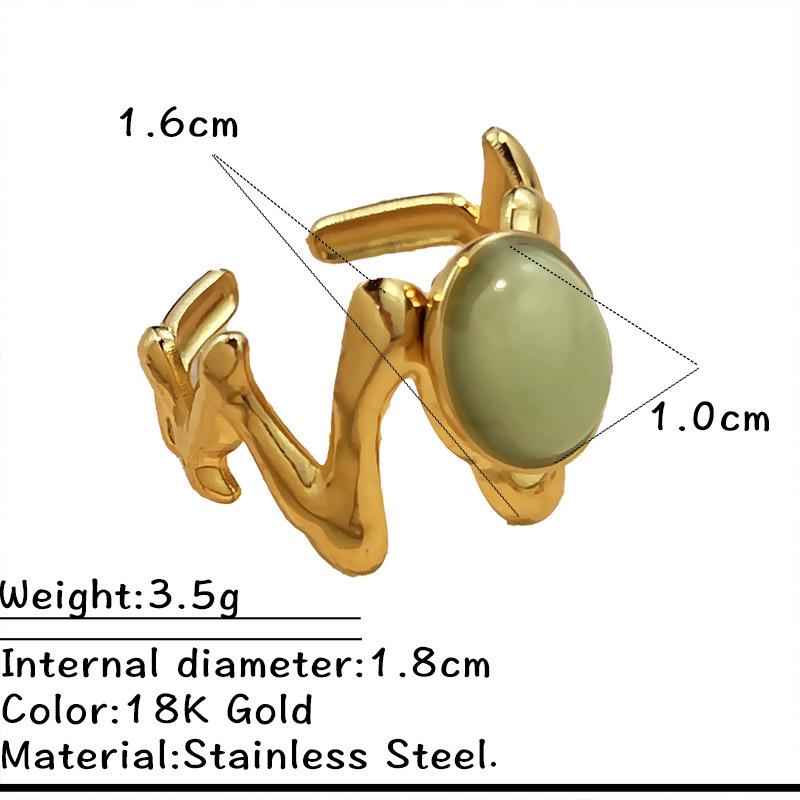 European-American Retro French Natural Stone Stainless Steel Ring Set