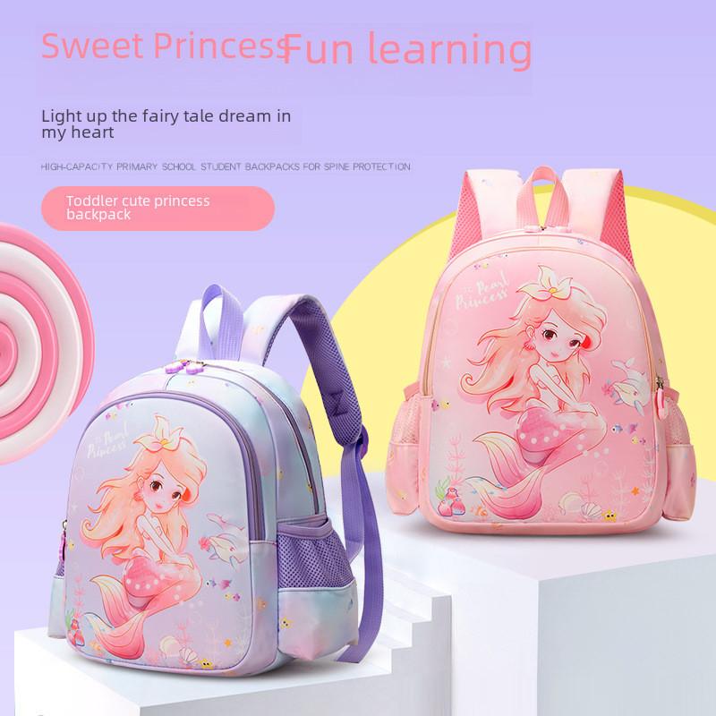 Dolphin Shell Mermaid Backpack Childrens Cartoon Bag Zipper Capacity Large