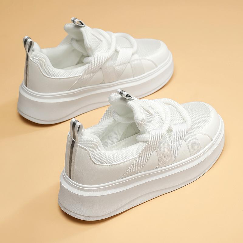 TUINANLE Comfortable Hook and Loop White Casual Women Flat Sneakers for Outdoor Shopping Walking