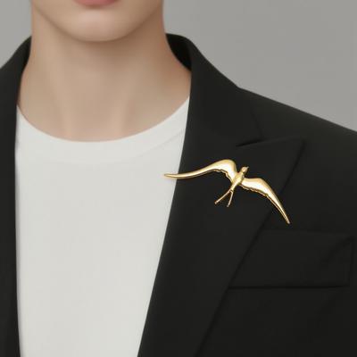 Stainless Steel Swallow Bird Brooch Pins for Women Suit Collar Badges On Backpack Lapel Pins Accessories Jewelry Gift 2026 Trend