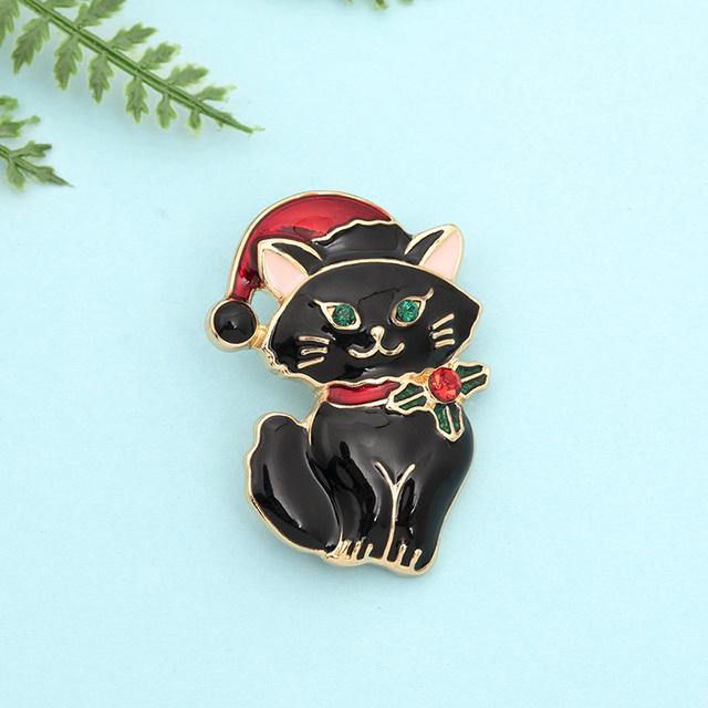 

Ретро милый рождественский кот черно-белый кот брошь личность животное корсаж мода одежда аксессуары чёрный