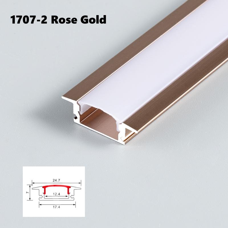 0.5/1m Rose Gold U/W Style LED Aluminum Profile Milky Cover Bar Lamp Cabinet Closet Background Corridor Decor Linear Strip Light