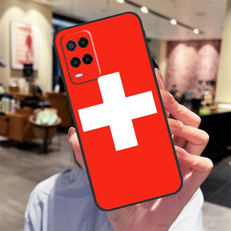 Schweiz Schweizer Flagge Hülle Für Oppo A94 A74 A54 A18 A38 A58 A78 A98 A40 A60 A80 A16 A76 A96 A15 A17 A77 A57S Abdeckung