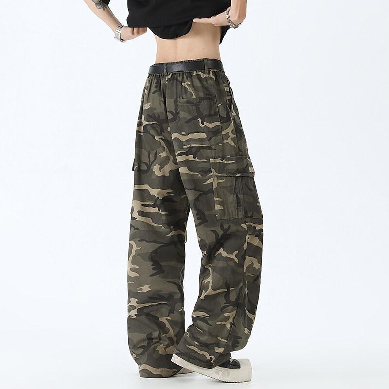 2025 Vår Sommer Herre Baggy Kamuflasjebukser Herre Elastisk Midje Streetwear Cargobukser Vår Herre Hip Hop Løse Bukser