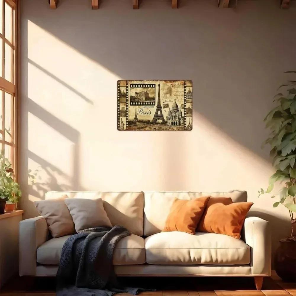 Wall Art Decor Metal Sign Vintage Paris Wall Art with Funny Retro Design for Living Room Bar Garage Home Decor