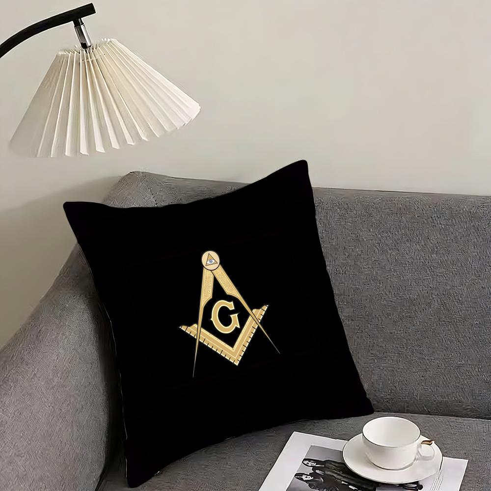 

FFreemasonry Logo Cushion Cover Pillowcase Ultra Soft Skin Friendly Fabric Cloud Like Comfort Concealed Zipper 30x30cm