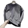 Crew neck solid color daily top versatile T-shirt sweater men's 2025 new Korean version trend loose
