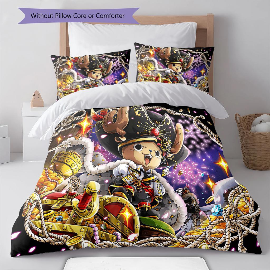 Cartoon Pattern Bedding Quilt Set Quilt Cover Pillowcase Home Decoration Birthday Gift (1 * duvet cover + 2 * pillowcase, without core)