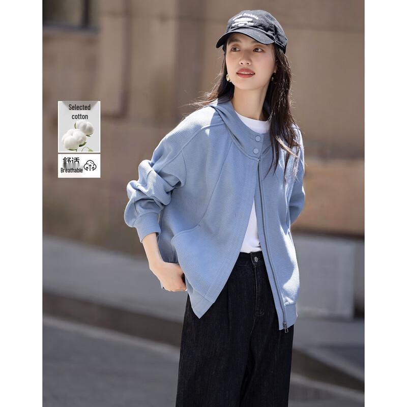 Demana Petite Women s Airy Waffle Hooded Jacket S