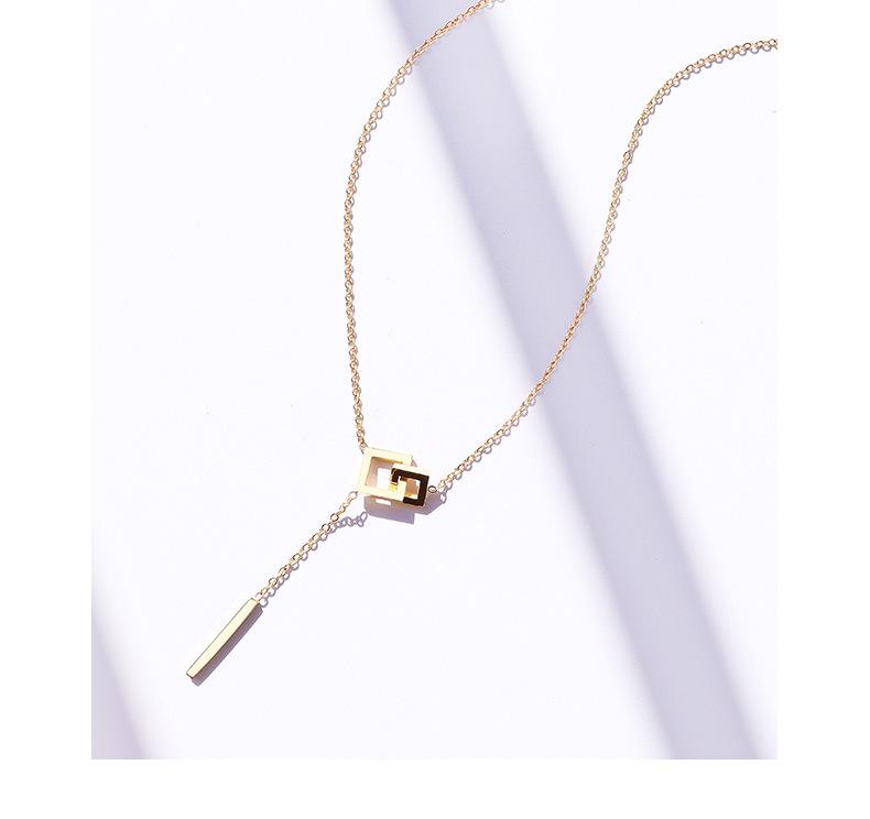 Minimalist Geometric Square Tassel Necklace - Titanium Steel Clavicle Chain, Style P819