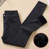 Women's High Waist Skinny Jeans Slim Fit Fleece Lined Pencil Pants Solid Color Stretch Thermal Denim Trousers For Winter Daily Commute