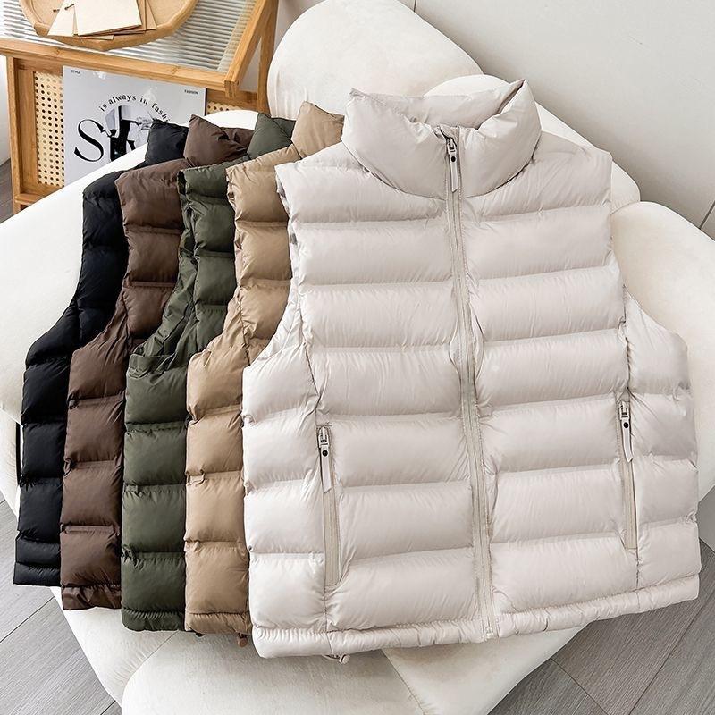 Women S Loose Short Sleeveless Stand Collar Vest For Autumn Winter Daily Wear