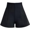 Summer 2024 Women's Black High-Waisted Wide-Leg Shorts: Slimming, Versatile, Casual Bootcut Design