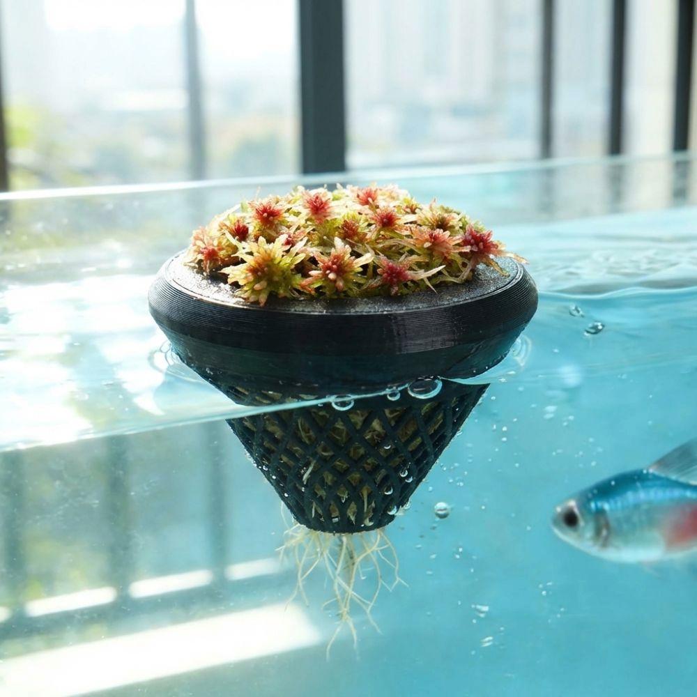 3D Printed Floating Aquarium Planting Basket Fish Plant Symbiosis Planter  Hydroponic System