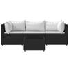 VidaXL Garden Lounge Set 4 Pcs with Cushions Black Wicker, Outdoor Lounge Set, Furniture Set 319735