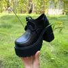Fashion 10cm Thick Heel Waterproof Platform High Heels Female Spring /autumn Large Size Lace-up Single Shoes Men and Women The Same
