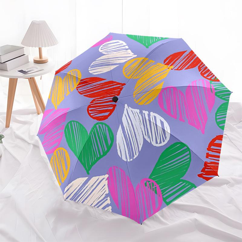 1pc Heart Print Automatic Open/Close Umbrella, 8-Rib Sturdy Frame, Umbrella for Travel, Everyday, Formal Events yy251126022