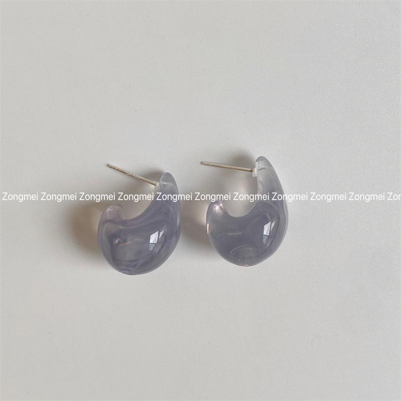 Elegant Blue Water Drop Dangle Earrings: Artistic Hoop and Stud Design, Simple and Niche Style for Women