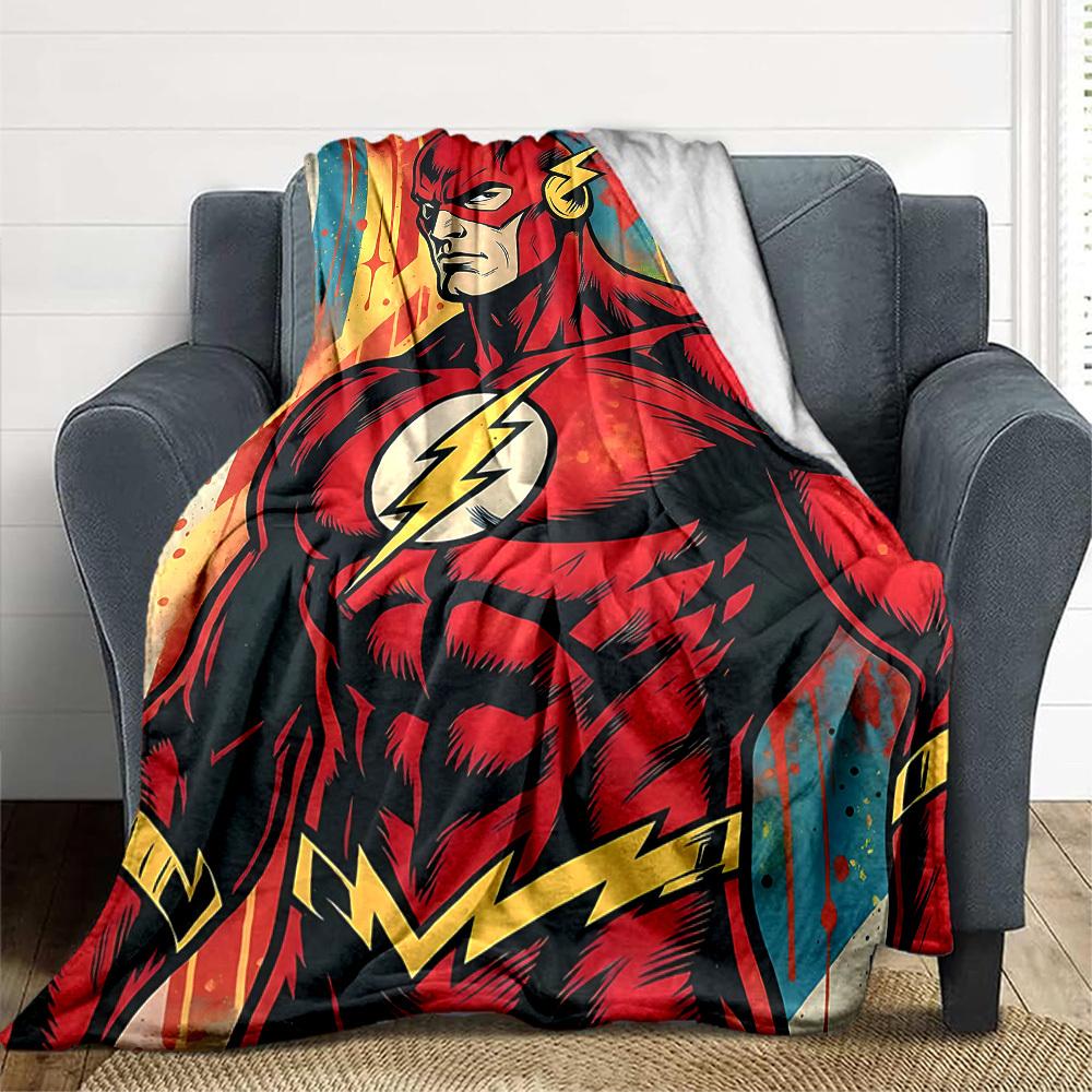 1pc Flash superhero Blanket Lightweight Flannel Throw For Sofa, Bed, Travel, Livingroom, Office, Couch, Chair, And Bed