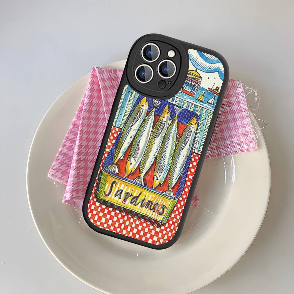 Sardines Fish Phone Cover For IPhone 16 15 14 13 12 11 Pro Max Plus Leather Soft Case