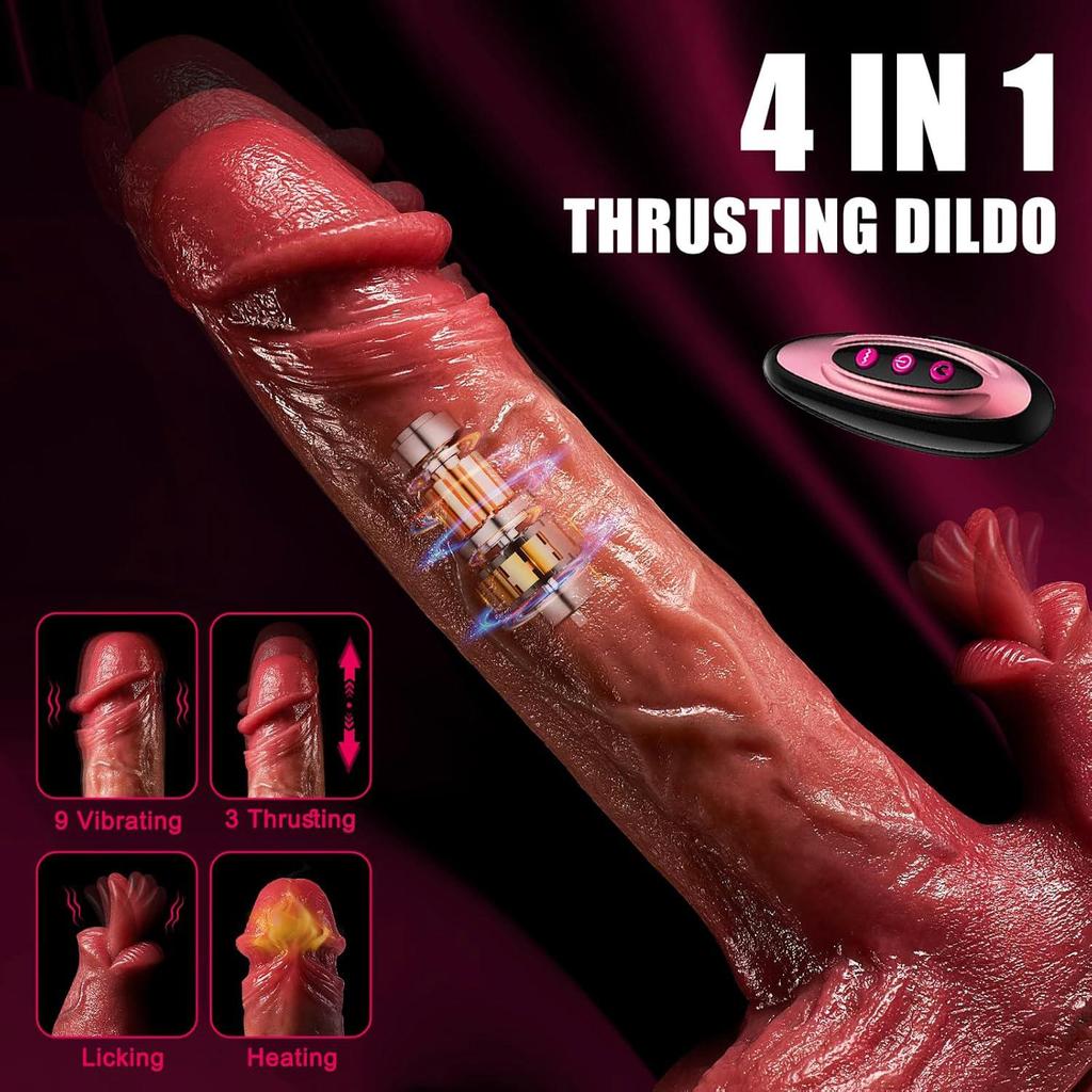 Realistic Vibrator Dildo Telescopic Female Thrusting Vagina Stimulation Penis Anal Plug Tongue Licking Remote Control G-Spot Massager Sex Toys shop