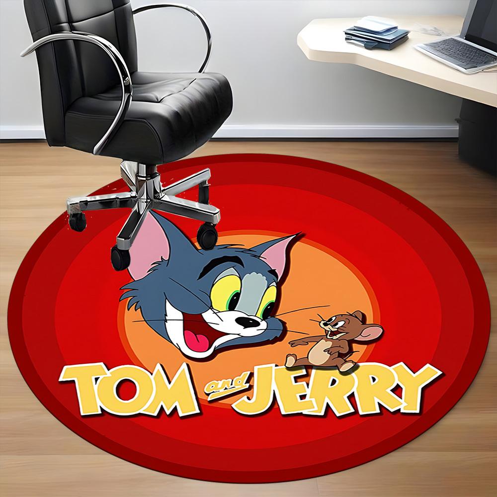 1pc Tom Jerry Office Round Area Rug, Under Office Chairs Bedroom Living Room Home Decor, Room Deco, Available In Various Sizes
