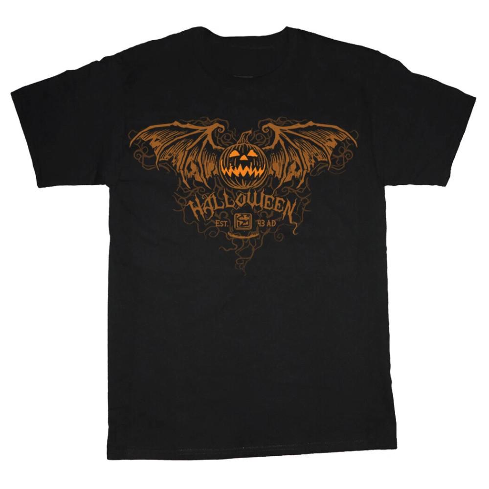 Jack-o-Lantern Pumpkin Bat Wings T-shirt Halloween Men s Tee Classic T shirt Men Unisex T-Shirt XXXXL