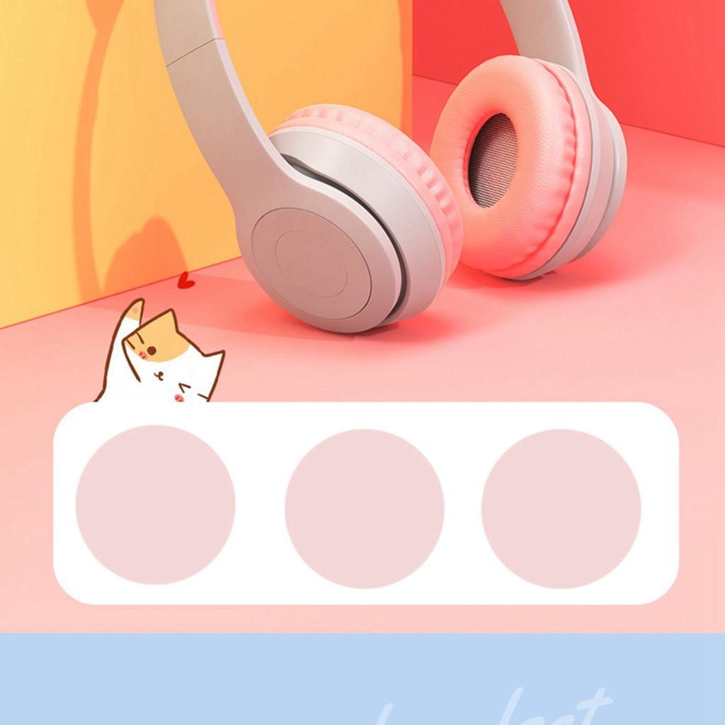 Wireless Headset Cute Cat Shape HiFi Sound Quality Luminous Stereo Bluetooth Headphones for Home School Office