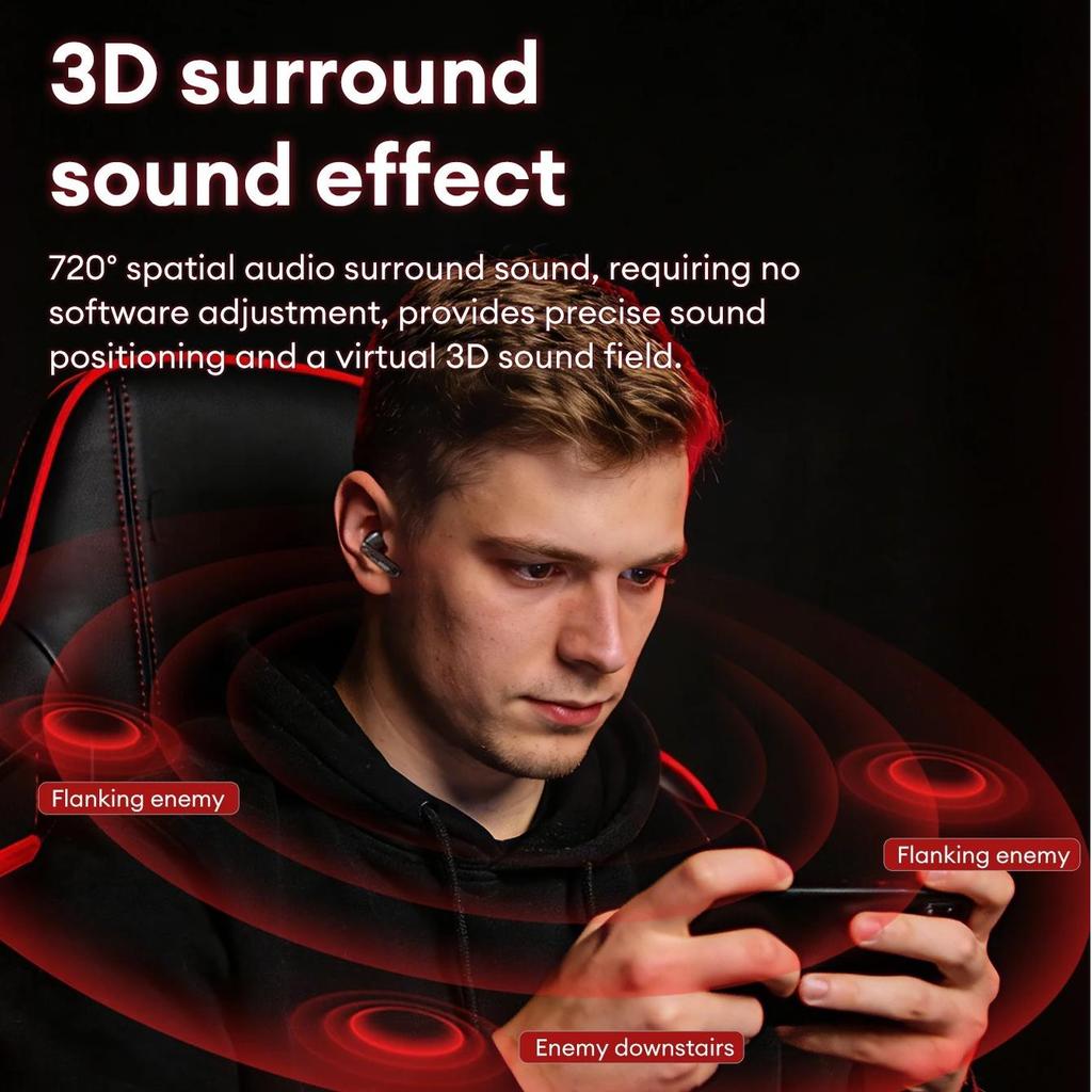 Cuffie da Gaming Wireless Originali Lenovo GT103 Suono Surround 720° Auricolari Bluetooth 6.0 Auricolari Sportivi con Cancellazione del Rumore (ENC) Luce Respiratoria Blu Ghiaccio