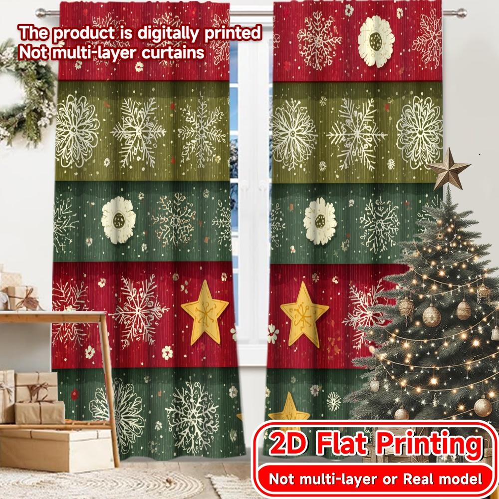 

2D FLAT PRINTING 2pcs Curtains (Without Rod) Christmas Gnomes Celebration Valentine is day Festival Popular Curtains&Drapes 100*130 Rod Pocket 1pcs