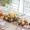 Ghirlanda Floreale Artificiale di Rose Fatta a Mano con Centro Candela, Centrotavola Matrimoniale Finto Realistico, Decorazione da Appendere per Porta Tavolo per San Valentino, Pasqua, Hanukk