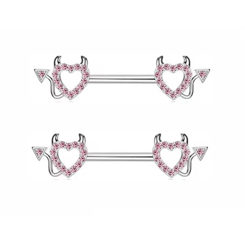 1Pair Pink Butterfly Nipple Piercing Jewelry Shiny Crystal Nipple Rings For Women Girls Heart Nipple Barbells Piercing Pezon