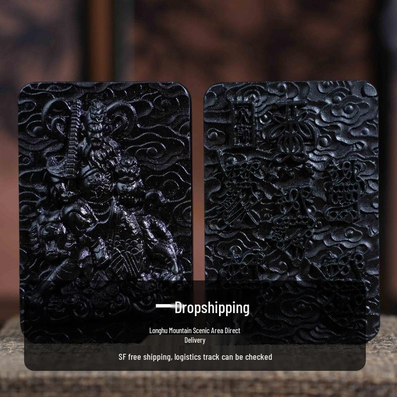 Zhao Gongming Amulet Pendant: Jadeized Thunder Jujube Wood, Martial God of Wealth, Longhu Mountain Design