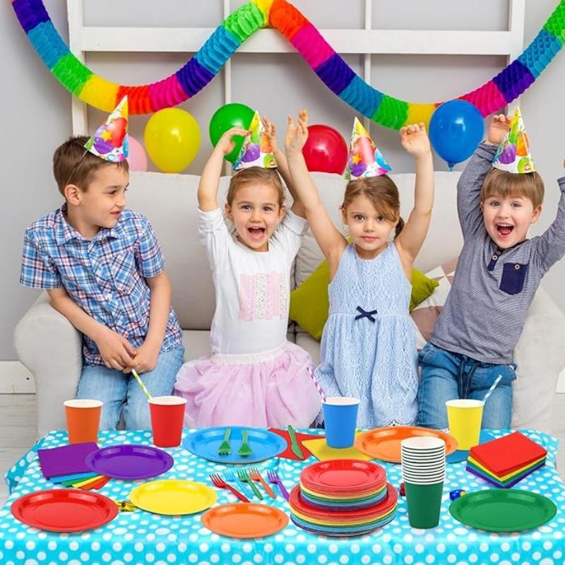 Disposable Party Tableware Set Paper Plates Cups Party Supplies Disposable Dinnerware Set for New Year Valentine Birthday