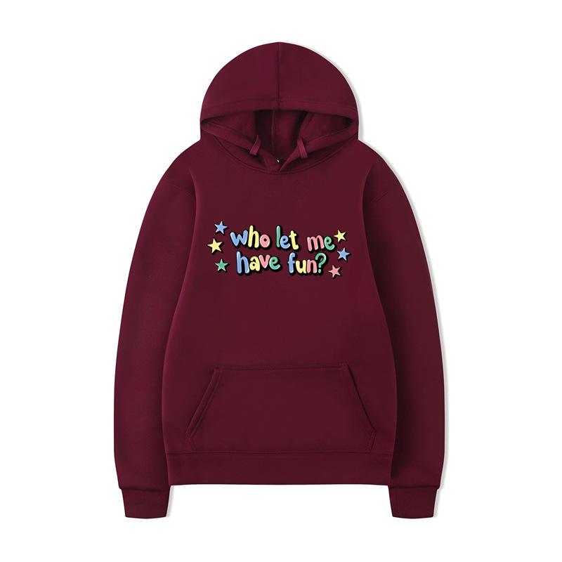 Who Let Me Hoodies Print Fashion Sweatshirt Casual Oversize Unisex Autumn Winter Fleece Streetwear Tops Male Sudaderas